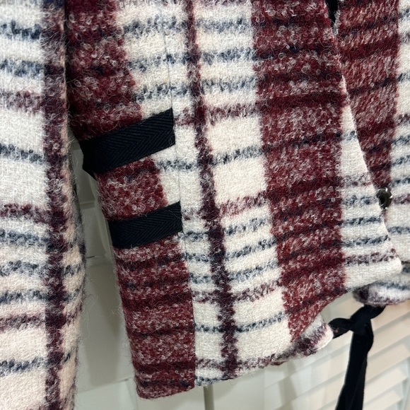 10 Crosby Derek Lam Burgundy and Cream Plaid Blazer - Picture 3 of 8
